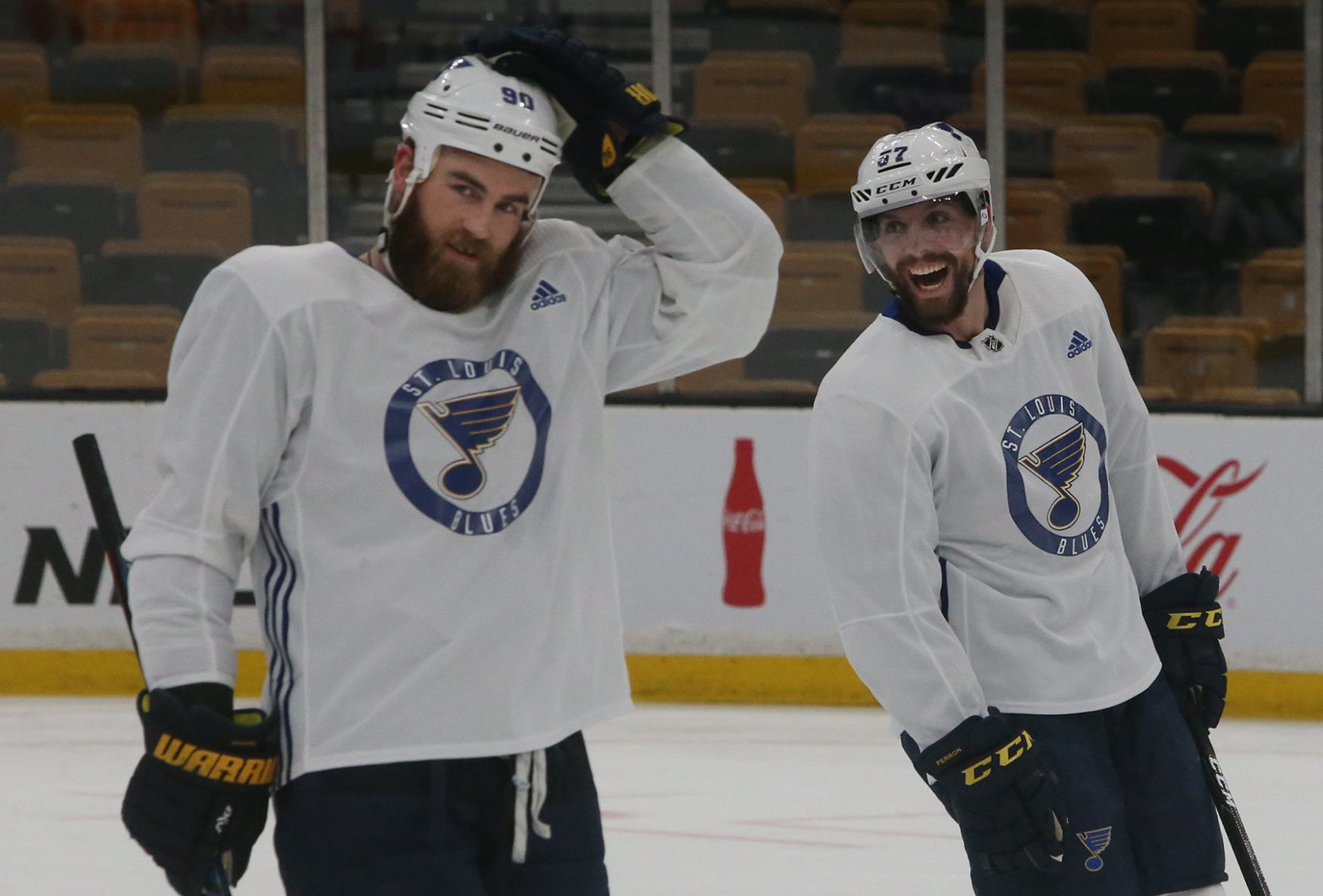 Blues and Bruins practice before the Stanley Cup
